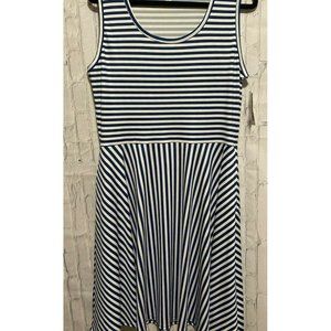 NWT LuLaRoe XL NICKI TANK TOP DRESS BLUE WHITE STRIPE